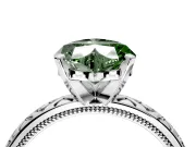 Solitaire Engagement Ring Setting for Fancy Green Heart-Shaped Center with Milgrain X Pattern Band and Prong Head in Platinum