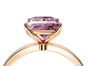 Solitaire Engagement Ring Setting for Fancy Pink Princess Cut Center with Thin Rounded Plain Band and Prong Head in Rose Gold