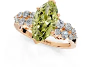 Cluster Engagement Ring Setting for Fancy Yellow Marquise Center with 2-Row Shoulder Clusters and Prong Head in Rose Gold