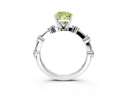 Solitaire Engagement Ring Setting for Fancy Yellow Cushion Cut Center with Bezel Station Band and Prong Head in Platinum