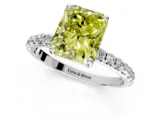 Solitaire Engagement Ring Setting for Fancy Yellow Radiant Cut Center with Micro Pave Band and Prong Head in Sterling Silver
