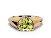 Tension Engagement Ring Setting for Fancy Yellow Heart-Shaped Center with Wide Tapered Band and Tension Head in Yellow Gold