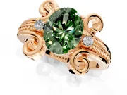 Solitaire Engagement Ring Setting for Fancy Green Oval Center with Twisted Band and Scroll Prong Head in Rose Gold