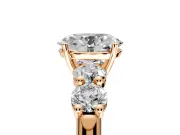 5 Stone Engagement Ring Setting for Oval Center with Graduated Accents and Prong Head in Rose Gold