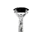 Baguette Engagement Ring Setting for Fancy Black Oval Center with Alternating Bar-Set Band and Prong Head in Sterling Silver