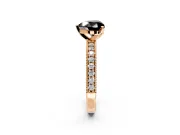 Milgrain Pave Engagement Ring Setting for Fancy Black Heart-Shaped Center with Accent Band and Prong Head in Rose Gold