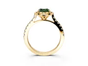 Floral Engagement Ring Setting for Fancy Green Asscher Cut Center with Pave Band and Floral Prong Head in Yellow Gold