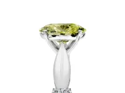 Solitaire Engagement Ring Setting for Fancy Yellow Oval Center with Carved Leaf Shoulders and Prong Head in White Gold