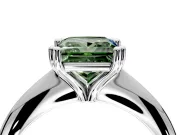 Solitaire Engagement Ring Setting for Fancy Green Princess Cut Center with Reverse Tapered Band and Prong Head in White Gold