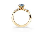 Solitaire Engagement Ring Setting for Fancy Blue Oval Center with Marquise Accent Twist Band and Prong Head in Yellow Gold
