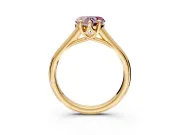 Solitaire Engagement Ring Setting for Fancy Pink Heart-Shaped Center with Cathedral Band and Prong Head in Yellow Gold