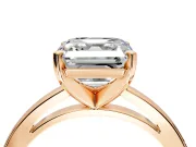 Solitaire Engagement Ring Setting for Asscher Cut Center with Basket Rail and Prong Head in Rose Gold