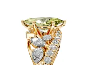 Halo Engagement Ring Setting for Fancy Yellow Marquise Center with Marquise and Pave Bypass Band and Prong Head in Yellow Gold