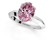 Solitaire Engagement Ring Setting for Fancy Pink Oval Center with Wide Knife Ridge Band and Prong Head in Platinum