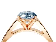 Solitaire Engagement Ring Setting for Fancy Blue Oval Center with Tapered Split Shoulders and Prong Head in Rose Gold