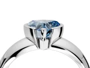Tension Engagement Ring Setting for Fancy Blue Heart-Shaped Center with Wide Flat Band and Tension Head in White Gold