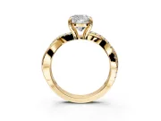 Solitaire Engagement Ring Setting for Cushion Cut Center with Half-Pave Crossover Band and Prong Head in Yellow Gold