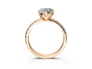 Solitaire Engagement Ring Setting for Heart-Shaped Center with Large Accents and Prong Head in Rose Gold