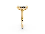 Single Halo Engagement Ring Setting for Radiant Cut Center with Corner Claws, Plain Band and Prong Head in Yellow Gold