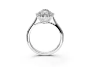 Starburst Halo Engagement Ring Setting for Marquise Center with Thin Round-Wire Band and Prong Head in Sterling Silver