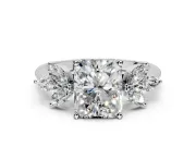 Floral Cluster Engagement Ring Setting for Radiant Cut Center with Marquise Accents and Prong Head in Platinum