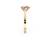 Solitaire Engagement Ring Setting for Fancy Pink Pear-Shaped Center with Tapered Shoulders and Prong Head in Yellow Gold