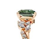 Solitaire Engagement Ring Setting for Fancy Green Radiant Cut Center with Marquise Accent Twist Band and Prong Head in Rose Gold