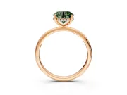 Hidden Halo Engagement Ring Setting for Fancy Green Round Cut Center with Thin Round-Wire Band and Prong Head in Rose Gold