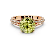 Solitaire Engagement Ring Setting for Fancy Yellow Round Cut Center with Pave Rail Split Shank and Prong Head in Rose Gold