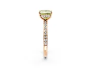 Solitaire Engagement Ring Setting for Fancy Yellow Princess Cut Center with Fine Pave Band and Prong Head in Rose Gold