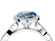 Halo Engagement Ring Setting for Fancy Blue Heart-Shaped Center with Pave and Plain Twist Band and Prong Head in White Gold
