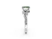 Solitaire Engagement Ring Setting for Fancy Green Radiant Cut Center with Marquise Accent Twist Band and Prong Head in White Gold