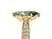 Solitaire Engagement Ring Setting for Fancy Green Marquise Center with Multi-Row Accents and Prong Head in Yellow Gold