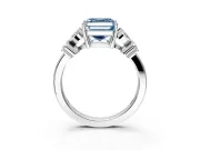 Floral Engagement Ring Setting for Fancy Blue Princess Cut Center with Marquise Cluster Shoulders and Prong Head in White Gold