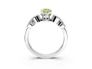Leaf Engagement Ring Setting for Fancy Yellow Pear-Shaped Center with Milgrain Accent Band and Prong Head in Platinum