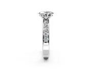 Solitaire Engagement Ring Setting for Oval Center with Channel-Set Accents and Prong Head in Sterling Silver