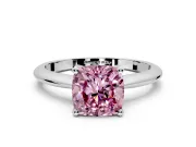 Solitaire Engagement Ring Setting for Fancy Pink Cushion Cut Center with Knife Ridge Band and Claw Prong Head in Platinum