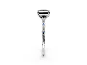Baguette Engagement Ring Setting for Fancy Black Princess Cut Center with Alternating Bar-Set Band and Prong Head in White Gold