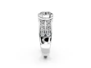 Bezel Engagement Ring Setting for Round Cut Center with Wide Channel-Set Band and Bezel Head in Platinum