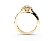 Floral Engagement Ring Setting for Emerald Cut Center with Pave Band and Floral Prong Head in Yellow Gold