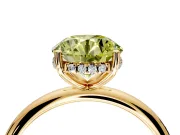 Hidden Halo Engagement Ring Setting for Fancy Yellow Round Cut Center with Thin Round-Wire Band and Prong Head in Yellow Gold
