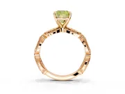 Solitaire Engagement Ring Setting for Fancy Yellow Cushion Cut Center with Marquise Panel Band and Prong Head in Rose Gold