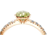 Solitaire Engagement Ring Setting for Fancy Yellow Pear-Shaped Center with Large Accent Band and Prong Head in Rose Gold
