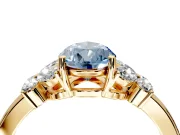 Solitaire Engagement Ring Setting for Fancy Blue Pear-Shaped Center with Marquise Flower Shoulders and Prong Head in Yellow Gold