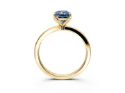 Solitaire Engagement Ring Setting for Fancy Blue Radiant Cut Center with Thin Rounded Plain Band and Prong Head in Yellow Gold