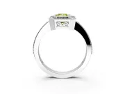 Halo Engagement Ring Setting for Fancy Yellow Emerald Cut Center with Milgrain Halo, Pave Band and Prong Head in Platinum