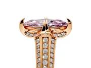 Solitaire Engagement Ring Setting for Fancy Pink Marquise Center with Accented Split Shank and Prong Head in Rose Gold