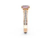 Solitaire Engagement Ring Setting for Fancy Pink Asscher Cut Center with Channel Band and Double Claw Prong Head in Rose Gold