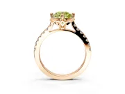 Floral Engagement Ring Setting for Fancy Yellow Round Cut Center with Pave Band and Floral Prong Head in Rose Gold