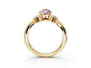 Solitaire Engagement Ring Setting for Fancy Pink Pear-Shaped Center with Grooved Bar Accent Band and Prong Head in Yellow Gold